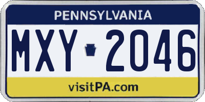 PA license plate MXY2046