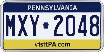 PA license plate MXY2048