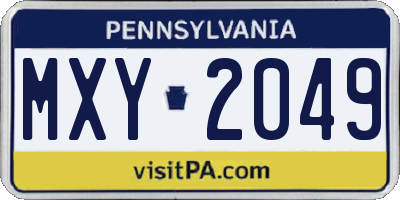 PA license plate MXY2049