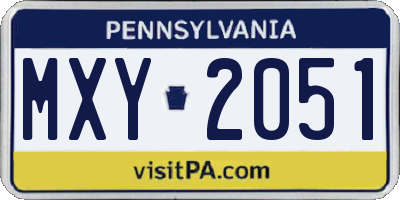 PA license plate MXY2051
