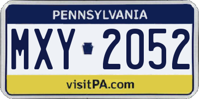 PA license plate MXY2052