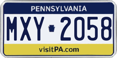 PA license plate MXY2058