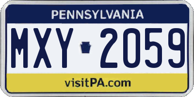 PA license plate MXY2059
