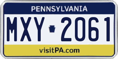 PA license plate MXY2061