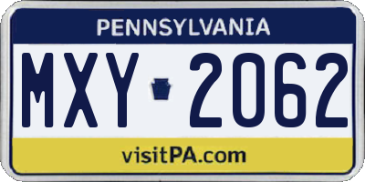 PA license plate MXY2062