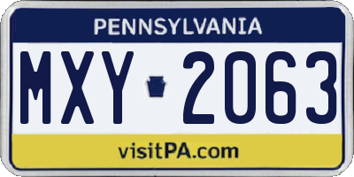 PA license plate MXY2063
