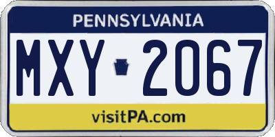 PA license plate MXY2067