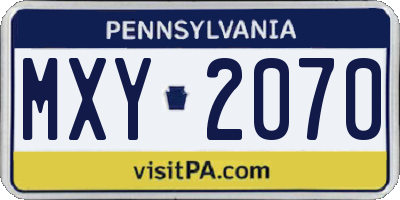 PA license plate MXY2070