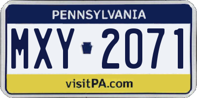 PA license plate MXY2071
