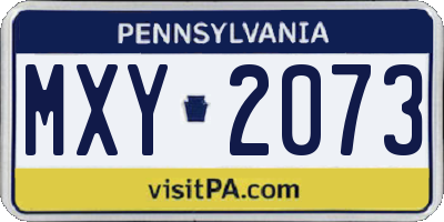 PA license plate MXY2073