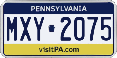 PA license plate MXY2075