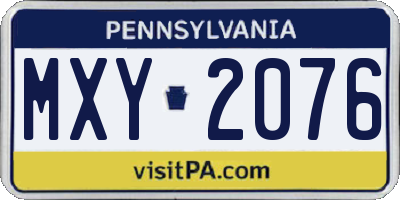 PA license plate MXY2076