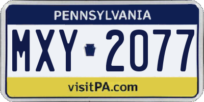 PA license plate MXY2077