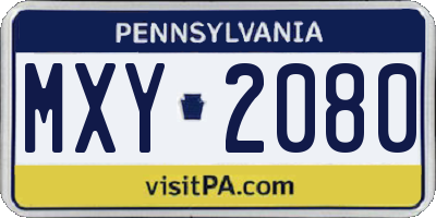 PA license plate MXY2080