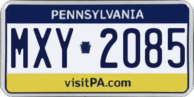 PA license plate MXY2085