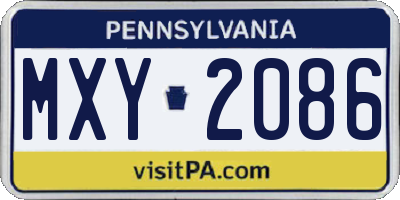 PA license plate MXY2086