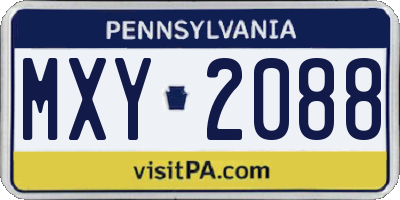 PA license plate MXY2088