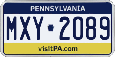 PA license plate MXY2089