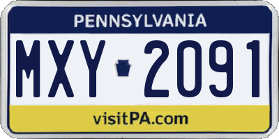 PA license plate MXY2091