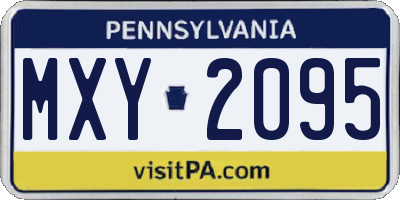 PA license plate MXY2095
