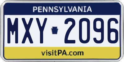 PA license plate MXY2096