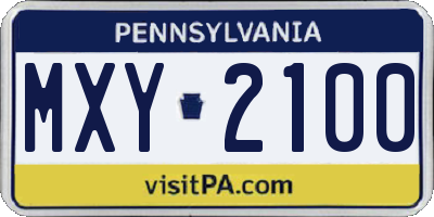 PA license plate MXY2100
