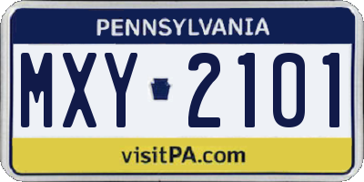 PA license plate MXY2101