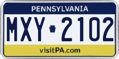 PA license plate MXY2102