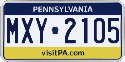 PA license plate MXY2105