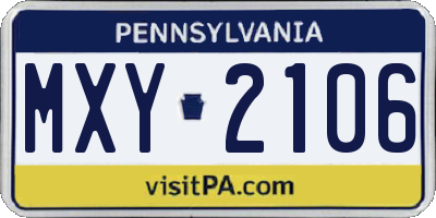 PA license plate MXY2106