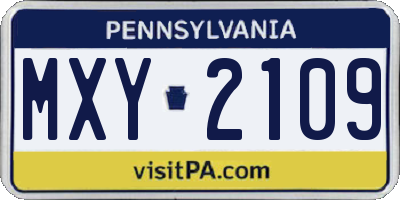 PA license plate MXY2109