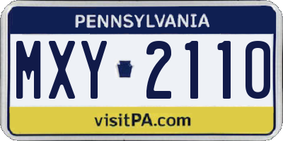 PA license plate MXY2110