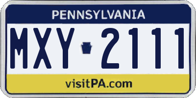 PA license plate MXY2111