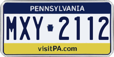 PA license plate MXY2112