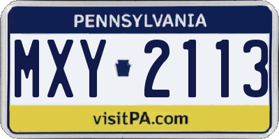 PA license plate MXY2113