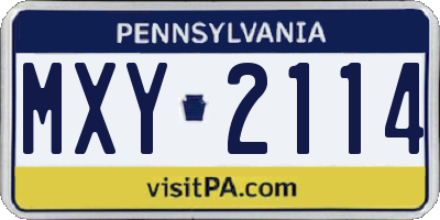 PA license plate MXY2114