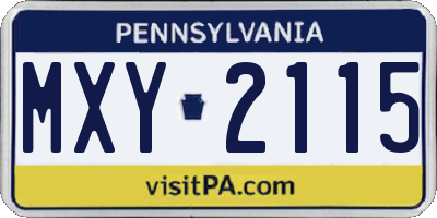 PA license plate MXY2115