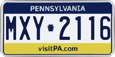 PA license plate MXY2116