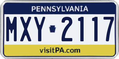PA license plate MXY2117