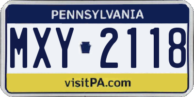 PA license plate MXY2118