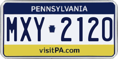 PA license plate MXY2120