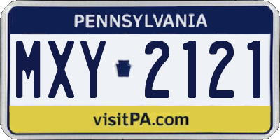 PA license plate MXY2121