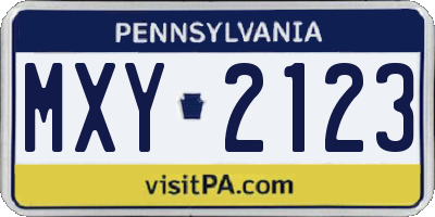 PA license plate MXY2123