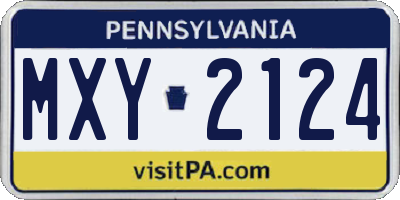 PA license plate MXY2124