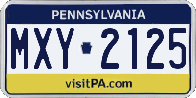 PA license plate MXY2125
