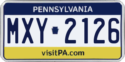 PA license plate MXY2126