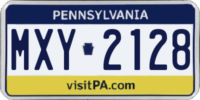 PA license plate MXY2128