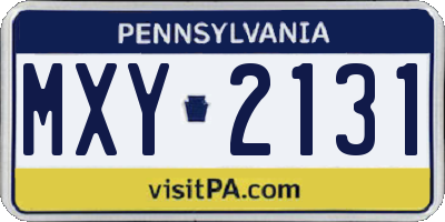 PA license plate MXY2131