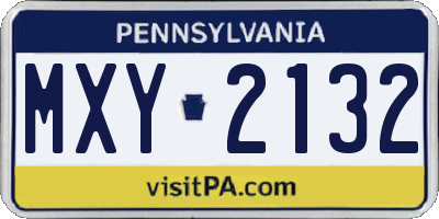 PA license plate MXY2132