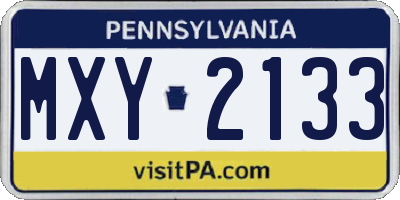 PA license plate MXY2133